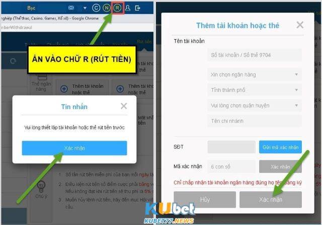 Hướng dẫn rút tiền Kubet trên máy tính